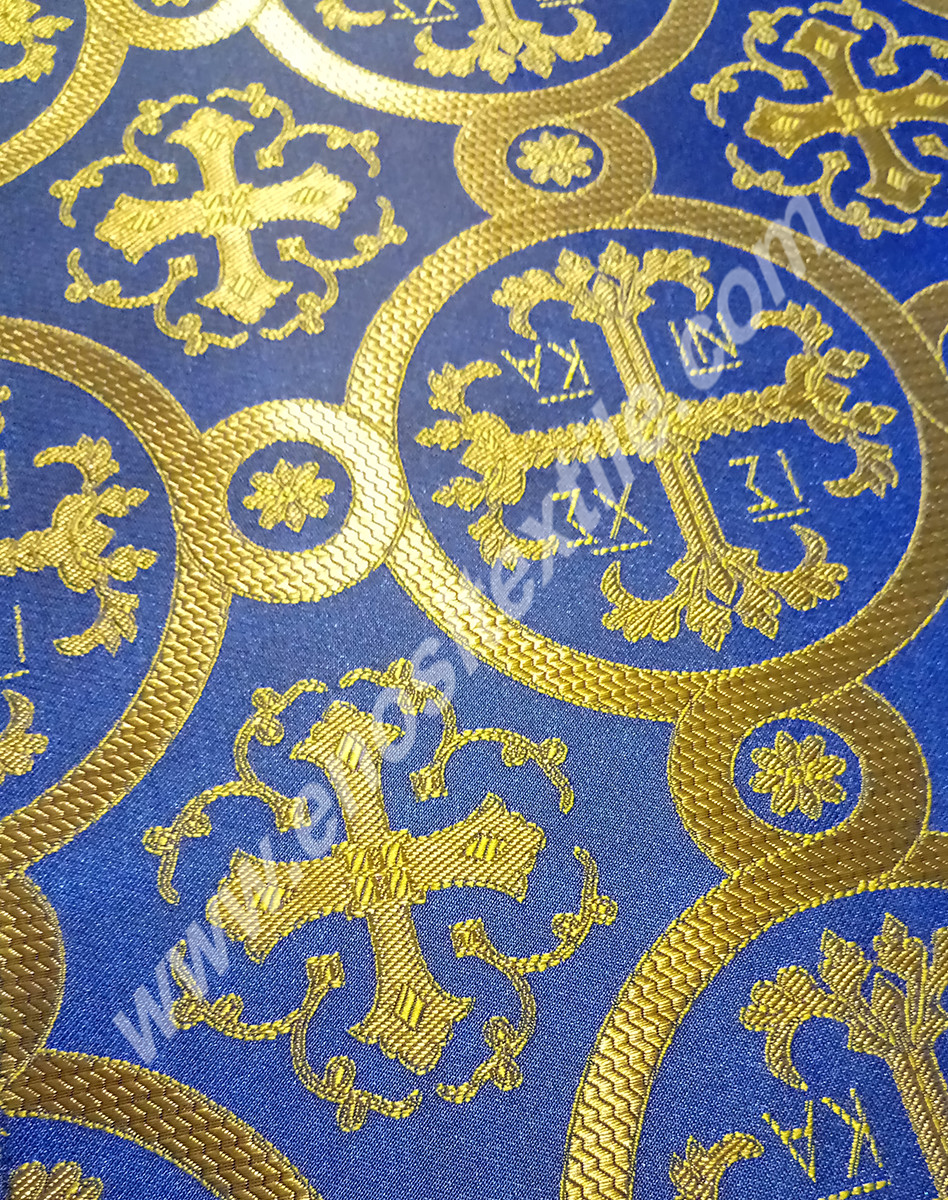 KL-026 Gold-Blue Brocade Fabrics